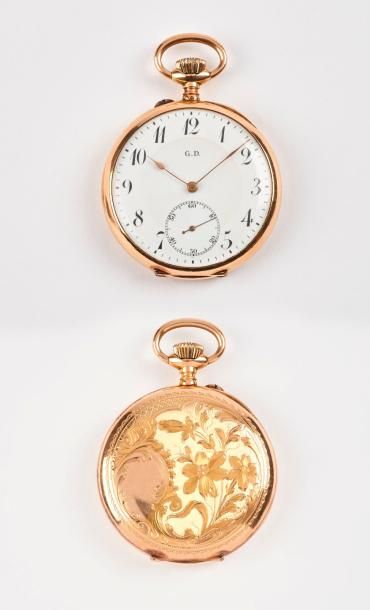 Montre de gousset en or jaune (750).

Cadran...