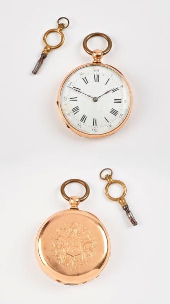 Montre de gousset en or jaune (750).

Cadran...