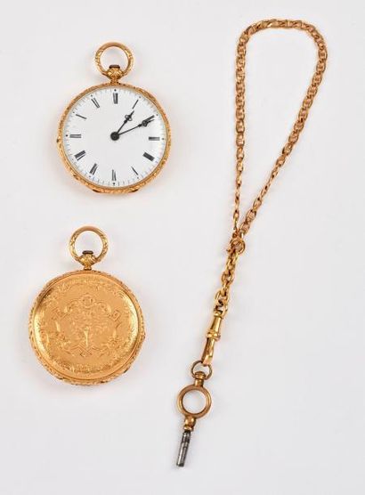 Montre de gousset en or jaune (750).

Cadran...