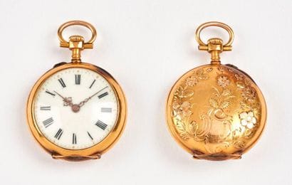 Montre de col en or jaune (750).

Mouvement...