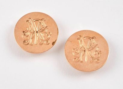 Paire de boutons de manchettes en or jaune...