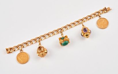 Bracelet en or jaune (750) à maille gourmette,...