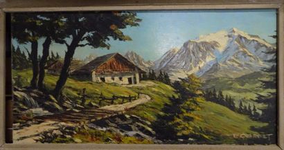 P CORBET

Le châlet au bord du torrent.

Huile...