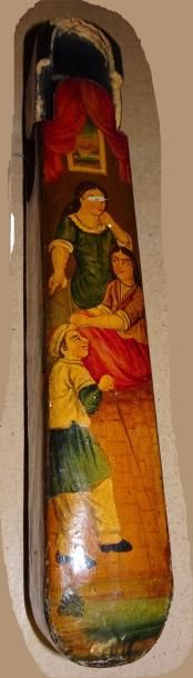 Papier maché.

- IRAN

Plumier à décor polychrome...