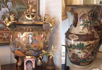 JAPON.
Brûle-parfum tripode en faïence de...