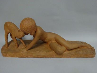 Ary BITTER (1883-1973) 

Jeune fille caressant...