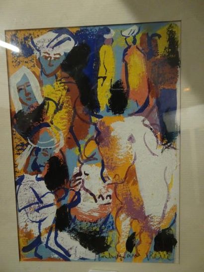 Pierre AMBROGIANI


Personnages et vache.

Gouache.

Signée...