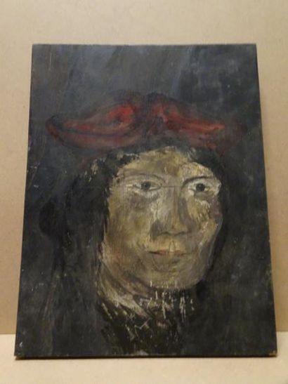 Tête d'homme au béret rouge.

Huile sur ...