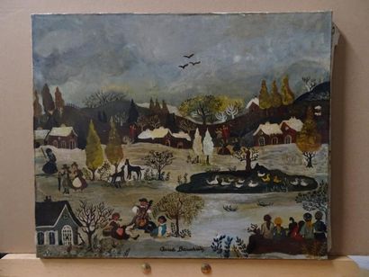 Anne BAUDOUIN.


Paysage d'hiver animé.

Huile...
