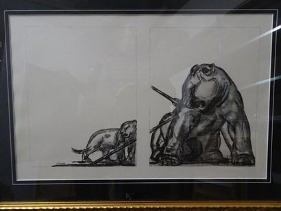 D'APRÈS JOUVE


Pièce encadrée.

Lionne blessée...