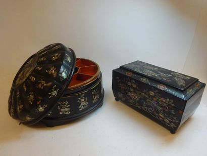 Deux boîtes :

- une à thé, rectangulaire,...