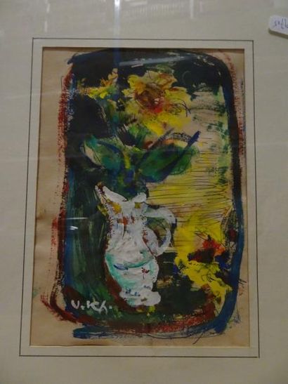 V. KA


Tournesol et pichet blanc.

Gouache...