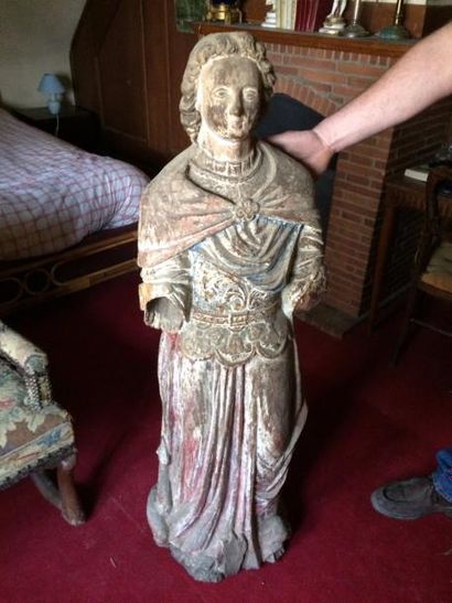 Statue de Saint personnage.

Bois polychrome,...