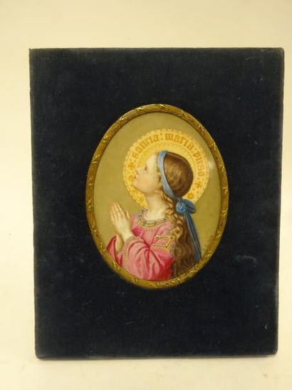 Portrait de la Vierge Marie de profil, en...