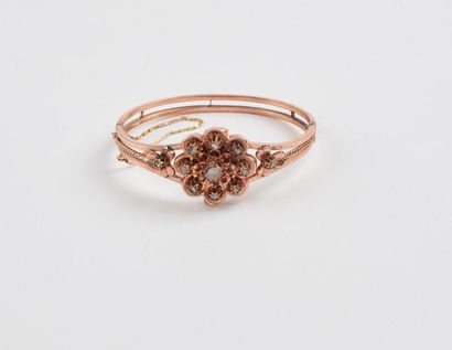 Bracelet jonc ouvrant en or rose (375) à...