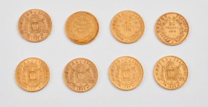 France


Lot de 8 pièces de 20 Francs or,...