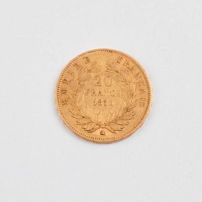 Une pièce de 20 Francs or Napoléon III, 1856....