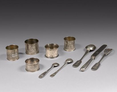 RUSSIE

Lot d'objets de table en argent (875)...