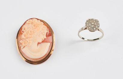 Bague en or blanc (750) et platine (850)...