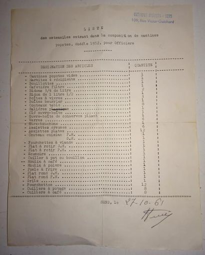 FRANCE

Cantine pour officier, modèle 1952.

Avec...