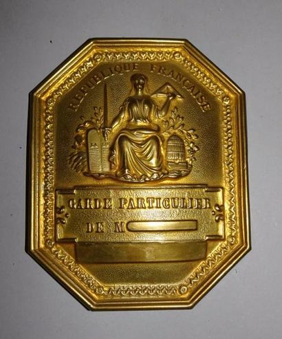 Plaque de Garde Particulier en laiton es...