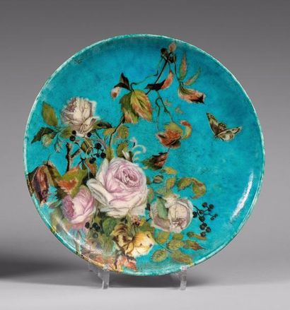 Théodore DECK (1823-1891)

Roses.
Plat en...