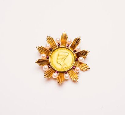 Broche pendentif en or jaune (750), sertie...