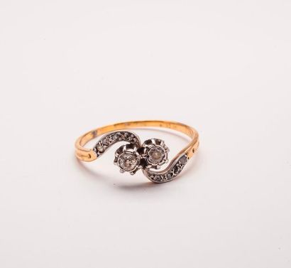 Bague Toi et Moi en ors jaune et gris (750)...