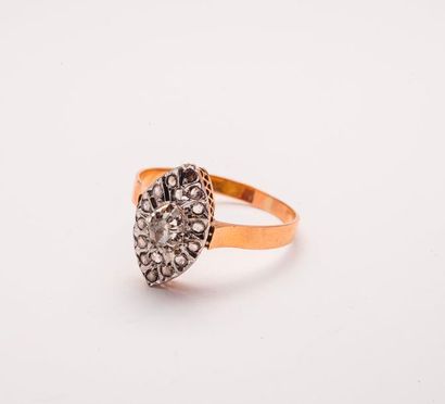 Petite bague en or jaune et gris (750) de...