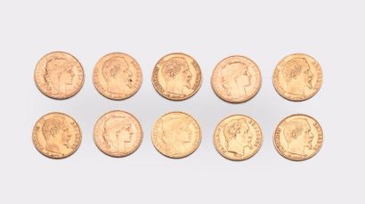 FRANCE

Dix pièces de 20 francs en or jaune...