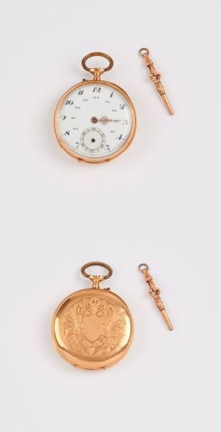 Montre de gousset en or jaune (750). 

Cadran...
