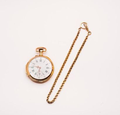 Montre de gousset en or jaune (750). 

Cadran...