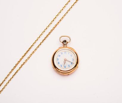 Montre de col en or jaune (750). 

Cadran...