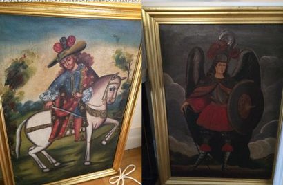 
Cavalier sur sa monture (Saint Martin ?).

Huile...