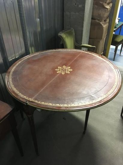 Table à jeu demi-lune en bois et placage...