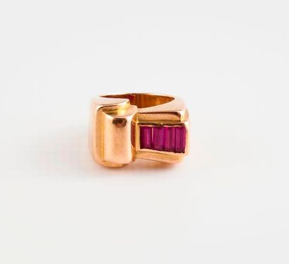 Bague Tank, de petit doigt, en or jaune (750)...