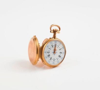 Montre de col en or jaune (750).

Couvercle...