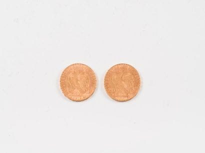 Deux pièces de 20 Francs or, IIIème république,...