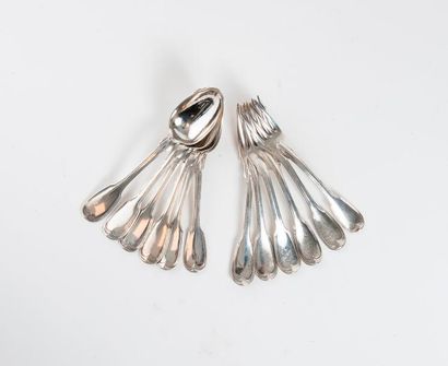 Lot de couverts de table en argent (950),...