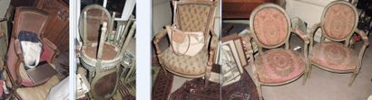 
Lot de sièges de style Louis XVI :

- Bergère....