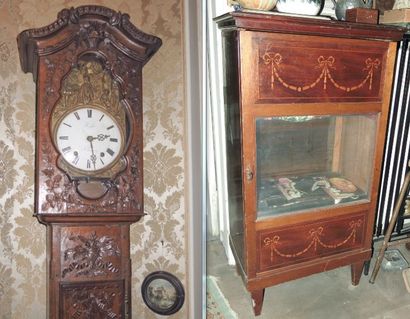 Horloge de type comtoise, la caisse en chêne...