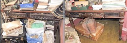 
Deux tables :

- une d’appui en chêne sculpté...