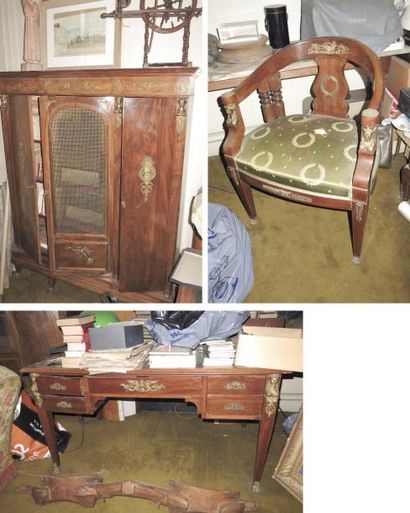 
Mobilier de bureau en acajou de style Empire,...
