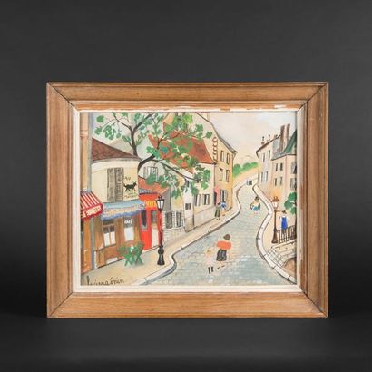 Ecole du XXème siècle.


Rue montante animée,...