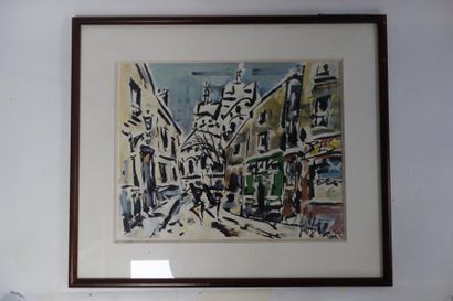 dans le gout de GEN PAUL 

Vue de Montmartre.
Gouache...