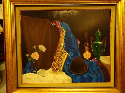 ALERINI


Nature morte au saxophone.

Huile...