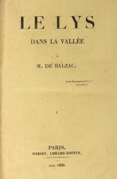 BALZAC (Honoré de)
Le Lys dans la vallée....