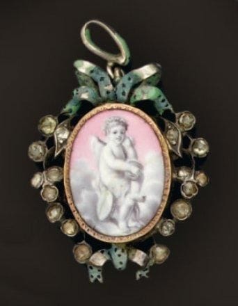 Pendentif-médaillon souvenir en argent partiellement...