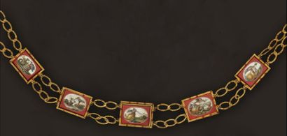 Collier en or jaune à double chaîne composée...