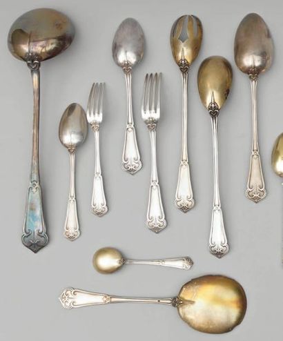 CARON
Partie de ménagère en argent, modèle...